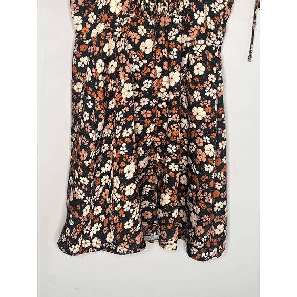 RESA Willow Collection Odi Floral Tie Shoulder Smocked Mini Dress Black Multi XS - Picture 9 of 10